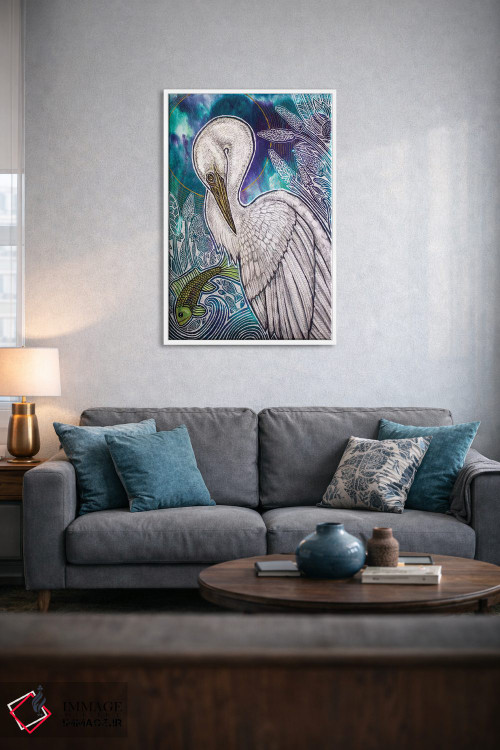 تابلو دکوراتیو حواصیل سفید بزرگ اثر لینت شلی - D3W