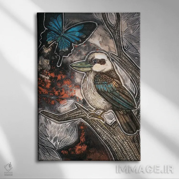 تابلو دکوراتیو گریه کن، کوکابورا اثر لینت شلی - نمای روبهرو روی دیوار