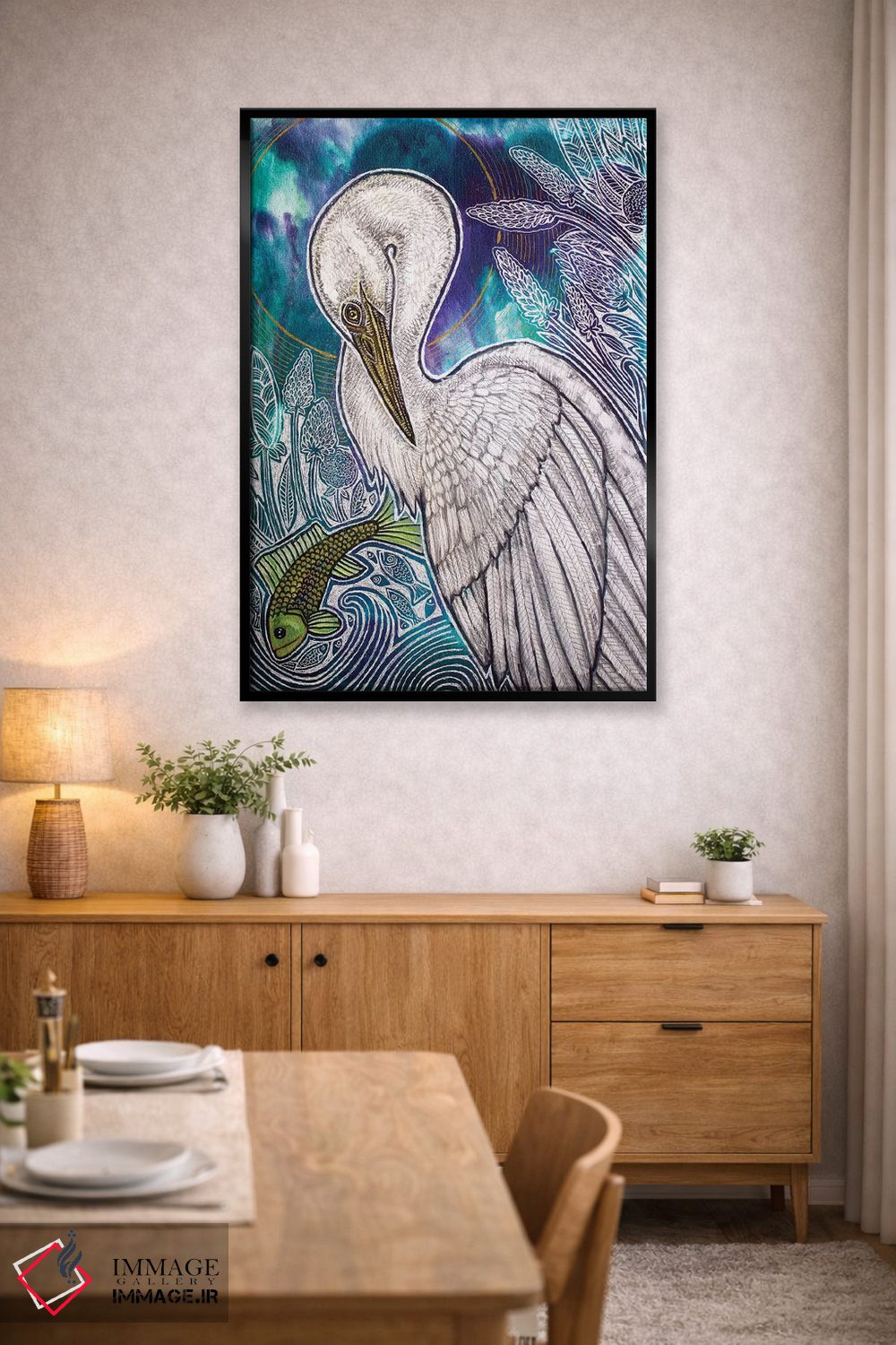 تابلو دکوراتیو حواصیل سفید بزرگ اثر لینت شلی - D5B