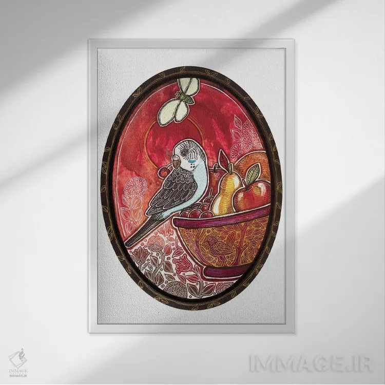 تابلو دکوراتیو چیدن گیلاس اثر لینت شلی - نمای قابدار سفید