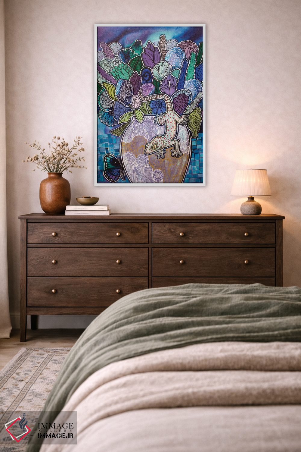 تابلو دکوراتیو گکوی شکوفا اثر لینت شلی - D2W