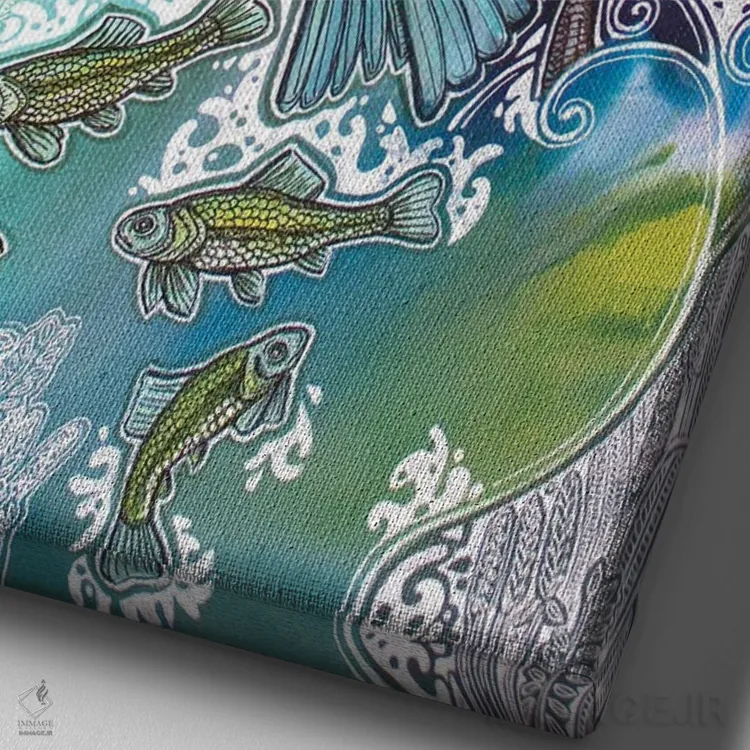 تابلو دکوراتیو شیرجه اثر لینت شلی - نمای نزدیک بافت بوم