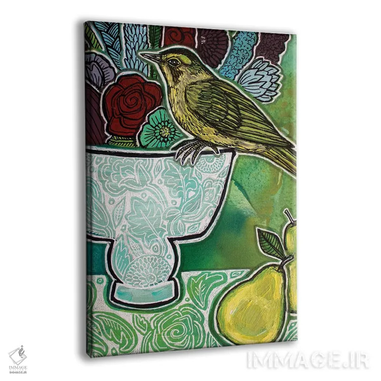 تابلو دکوراتیو سسک با گلابی های سبز اثر لینت شلی - نمای پرسپکتیو محصول