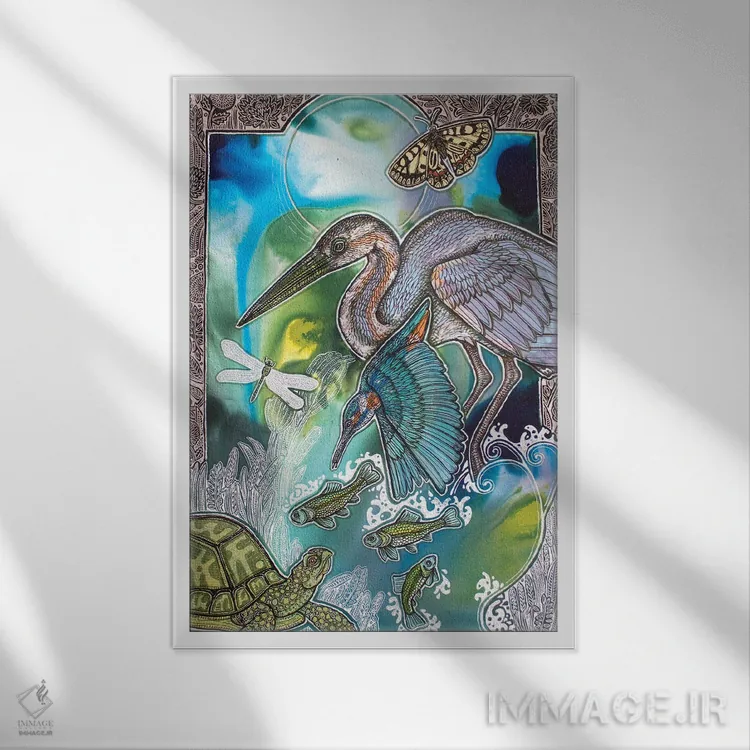 تابلو دکوراتیو شیرجه اثر لینت شلی - نمای قابدار سفید