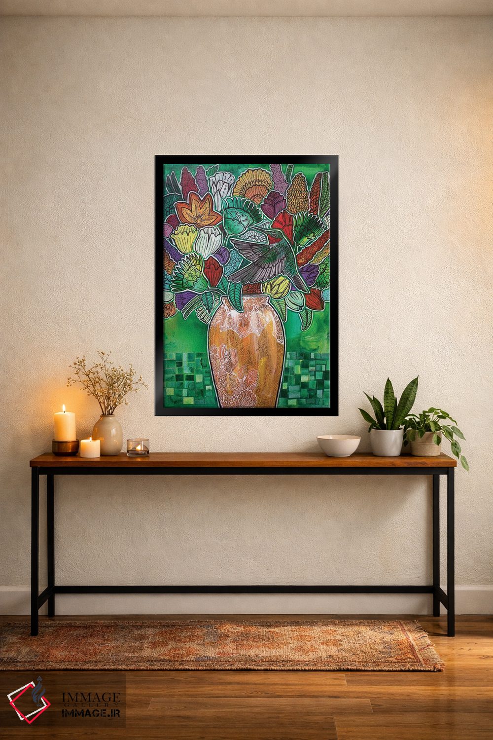 تابلو دکوراتیو دسته گل روبی اثر لینت شلی - D5B