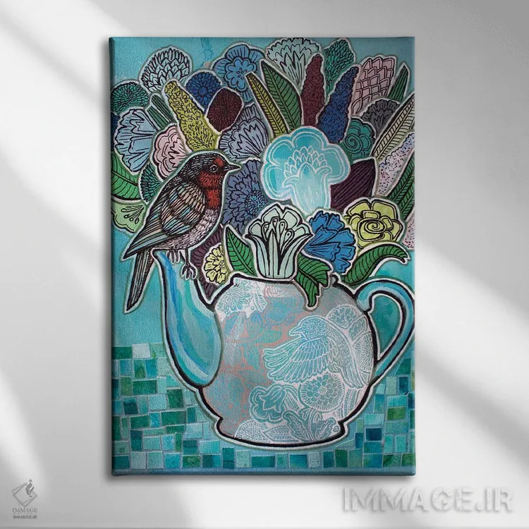 تابلو دکوراتیو چای عصرانه برای رابین اثر لینت شلی - نمای روبهرو روی دیوار