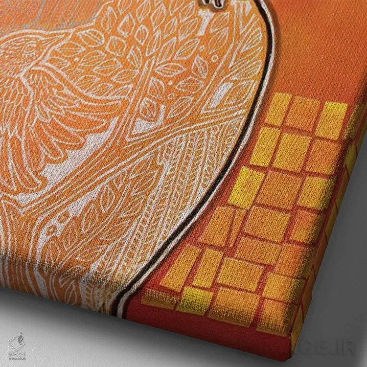 تابلو دکوراتیو بلبل شکوفه زن اثر لینت شلی - نمای نزدیک بافت بوم