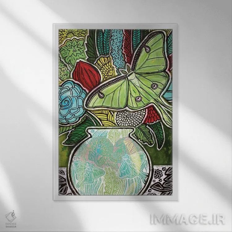 تابلو دکوراتیو شکوفه های لونا اثر لینت شلی - نمای قابدار سفید