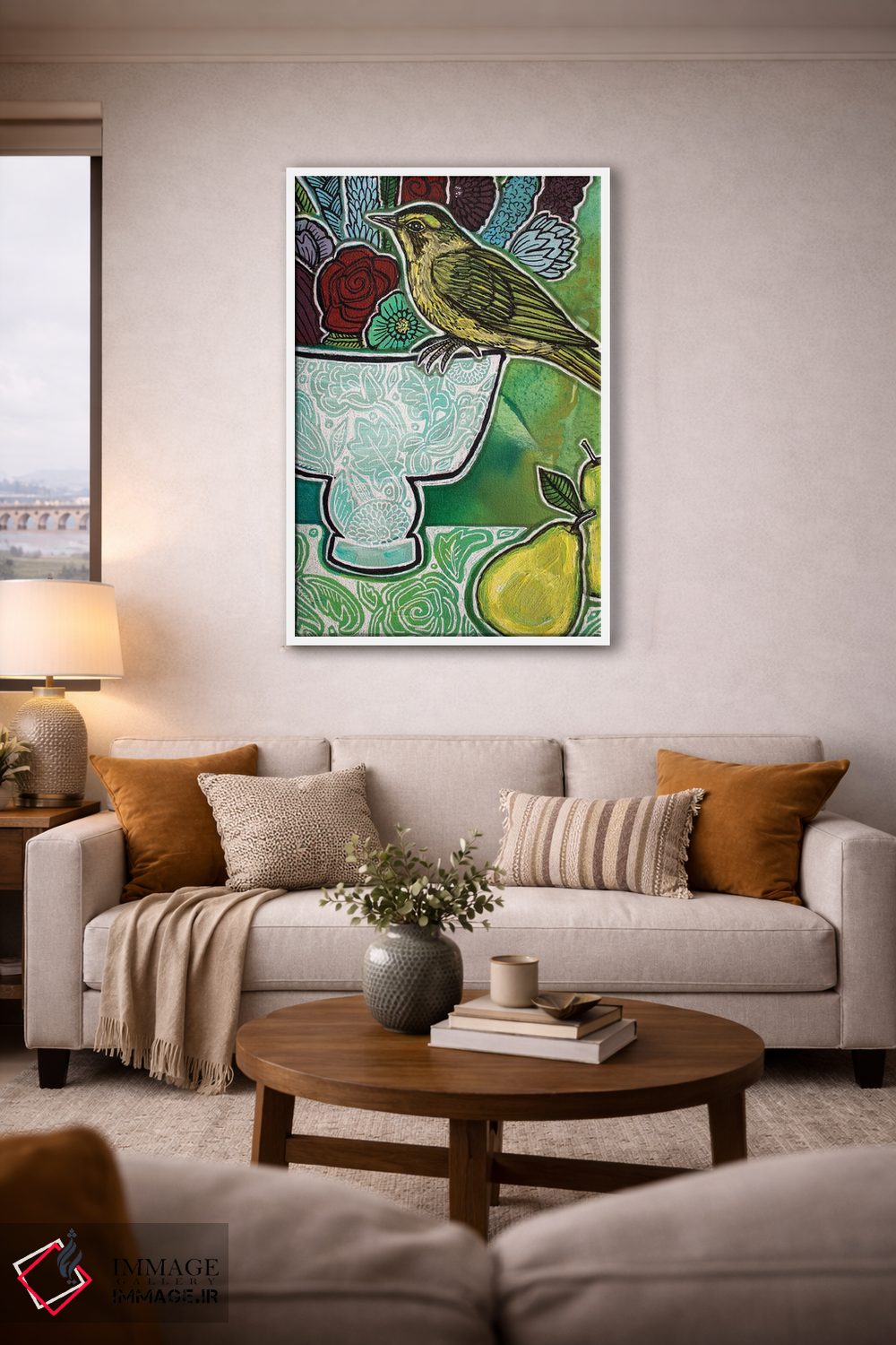 تابلو دکوراتیو سسک با گلابی های سبز اثر لینت شلی - D3W