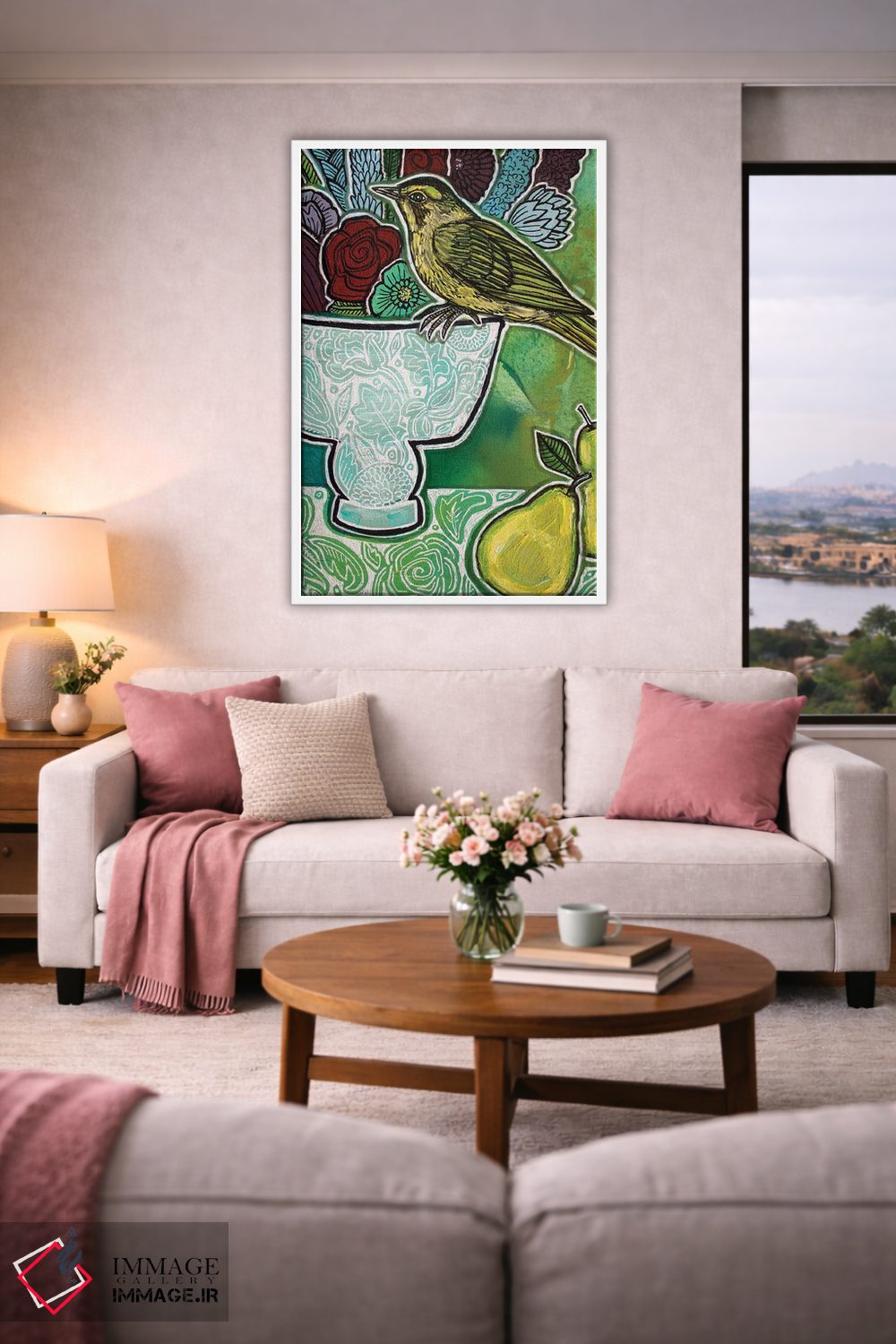 تابلو دکوراتیو سسک با گلابی های سبز اثر لینت شلی - D4W