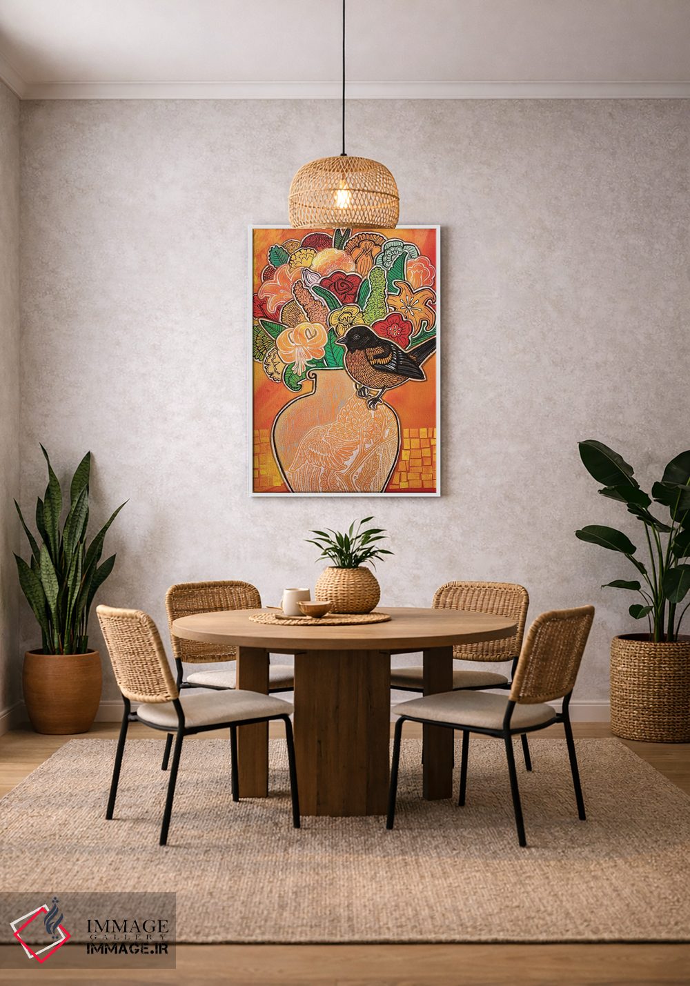 تابلو دکوراتیو بلبل شکوفه زن اثر لینت شلی - D2W