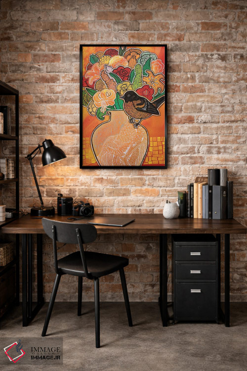 تابلو دکوراتیو بلبل شکوفه زن اثر لینت شلی - D4B