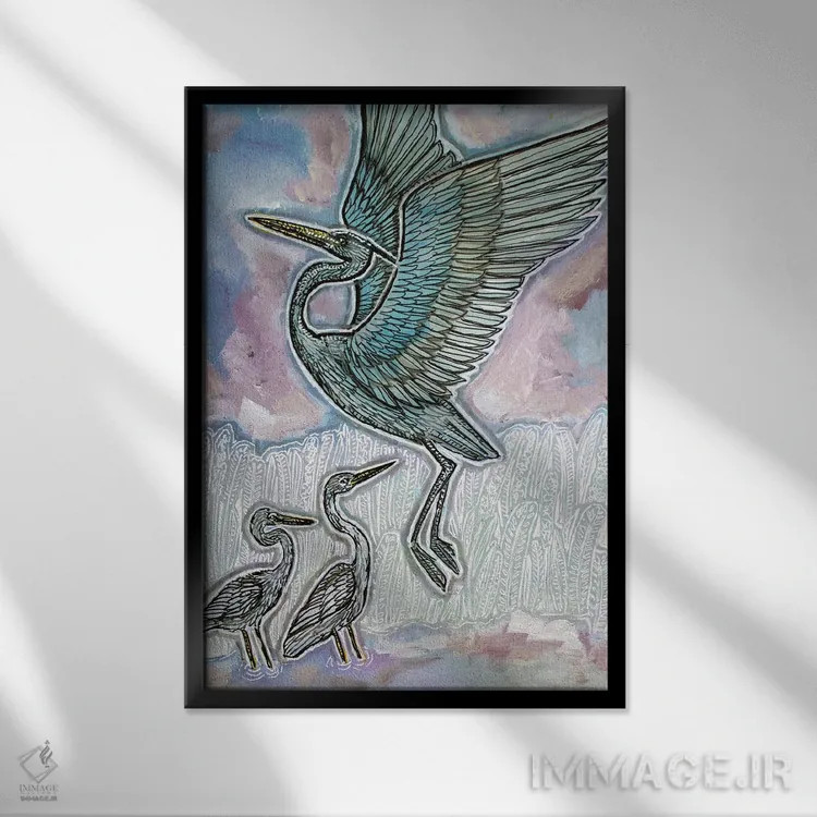 تابلو دکوراتیو به بالا و دوردست اثر لینت شلی - نمای قابدار مشکی