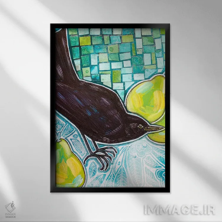 تابلو دکوراتیو گلابی شیرین اثر لینت شلی - نمای قابدار مشکی