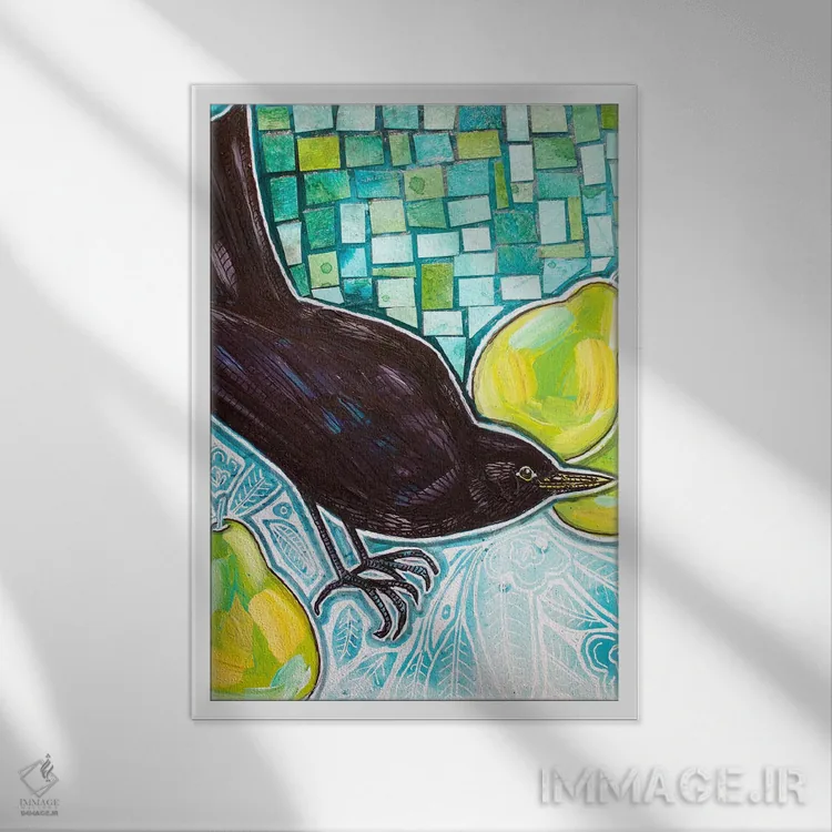 تابلو دکوراتیو گلابی شیرین اثر لینت شلی - نمای قابدار سفید