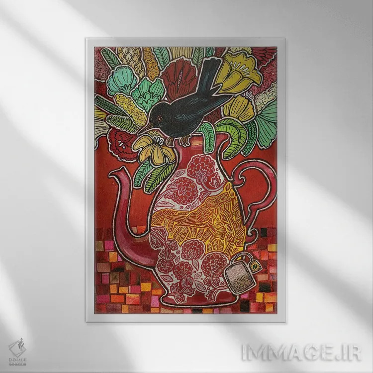 تابلو دکوراتیو چای سیاه اثر لینت شلی - نمای قابدار سفید