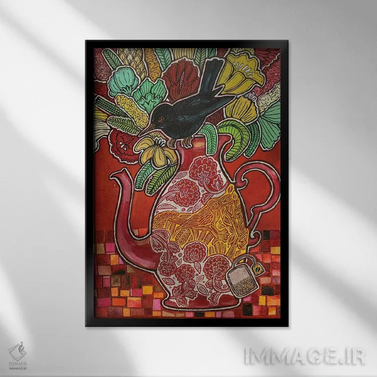تابلو دکوراتیو چای سیاه اثر لینت شلی - نمای قابدار مشکی