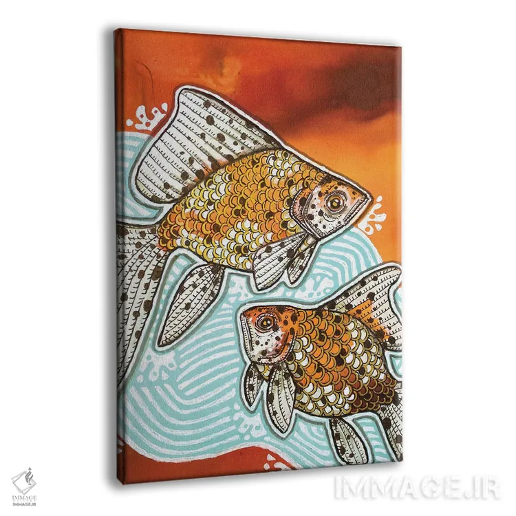 تابلو دکوراتیو دو ماهی طلایی خال دار اثر لینت شلی - نمای پرسپکتیو محصول