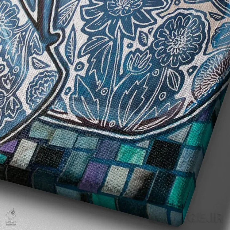 تابلو دکوراتیو چای را بریز اثر لینت شلی - نمای نزدیک بافت بوم