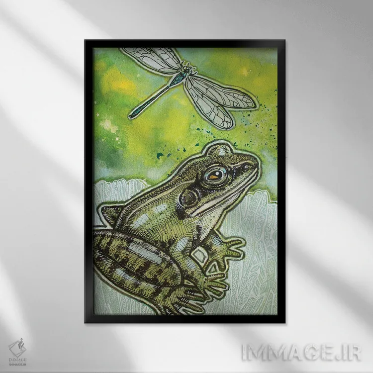 تابلو دکوراتیو کمی سبز اثر لینت شلی - نمای قابدار مشکی