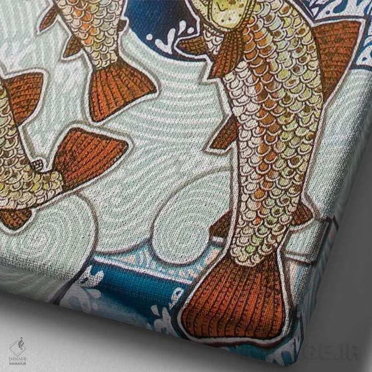 تابلو دکوراتیو بیرون از آبی عمیق اثر لینت شلی - نمای نزدیک بافت بوم