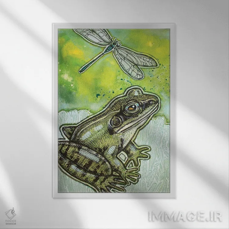 تابلو دکوراتیو کمی سبز اثر لینت شلی - نمای قابدار سفید