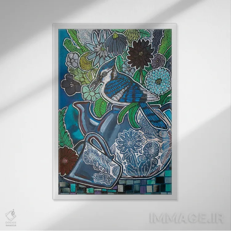 تابلو دکوراتیو چای را بریز اثر لینت شلی - نمای قابدار سفید