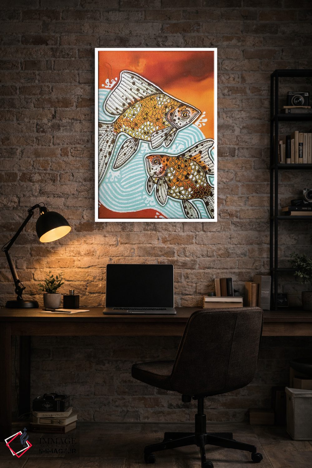 تابلو دکوراتیو دو ماهی طلایی خال دار اثر لینت شلی - D3W