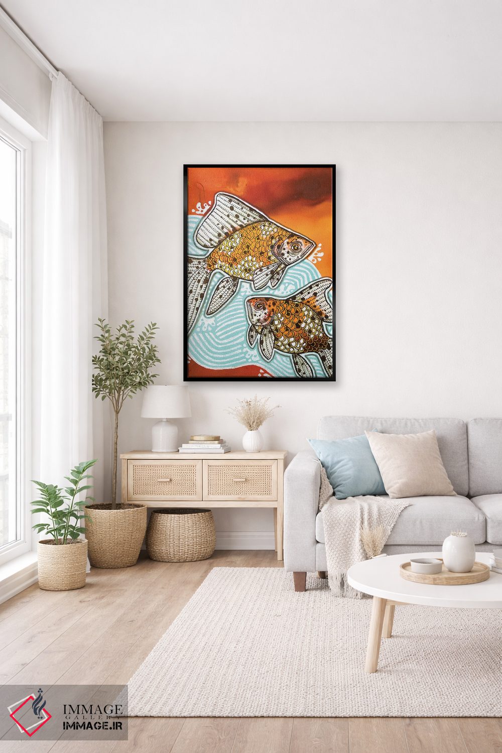 تابلو دکوراتیو دو ماهی طلایی خال دار اثر لینت شلی - D5B