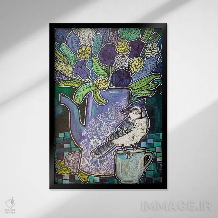 تابلو دکوراتیو قهوه صبحگاهی اثر لینت شلی - نمای قابدار مشکی