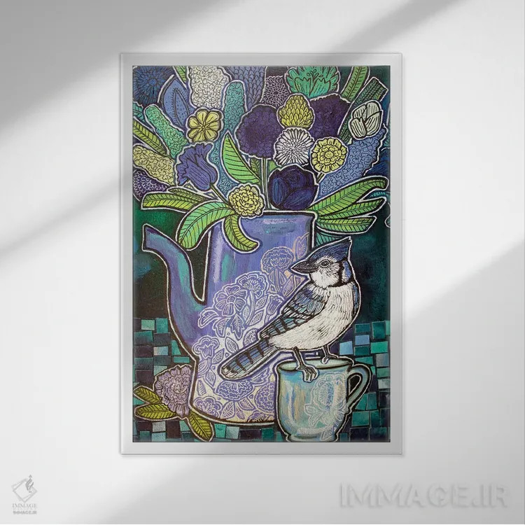 تابلو دکوراتیو قهوه صبحگاهی اثر لینت شلی - نمای قابدار سفید