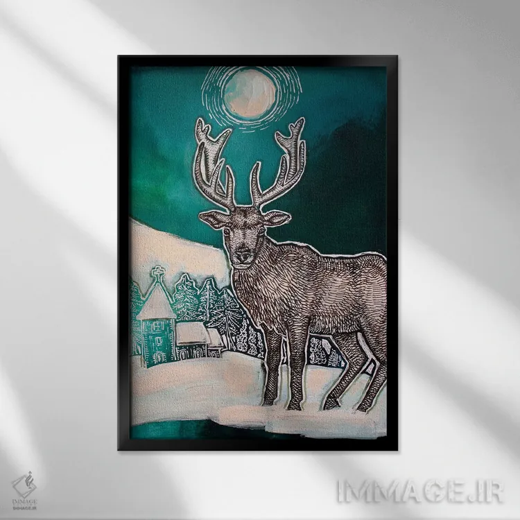 تابلو دکوراتیو زیر ماه انقلاب اثر لینت شلی - نمای قابدار مشکی