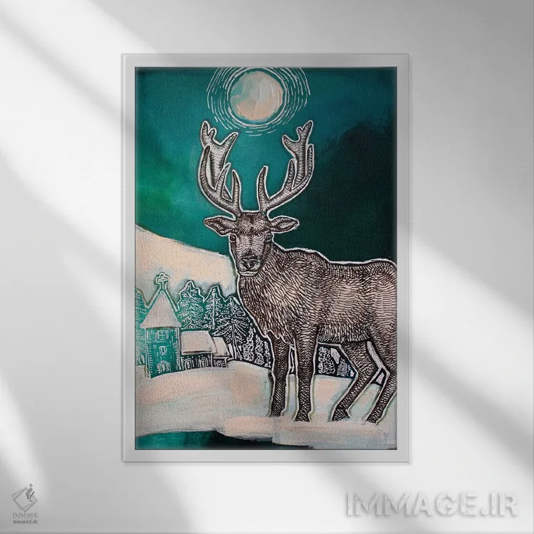 تابلو دکوراتیو زیر ماه انقلاب اثر لینت شلی - نمای قابدار سفید