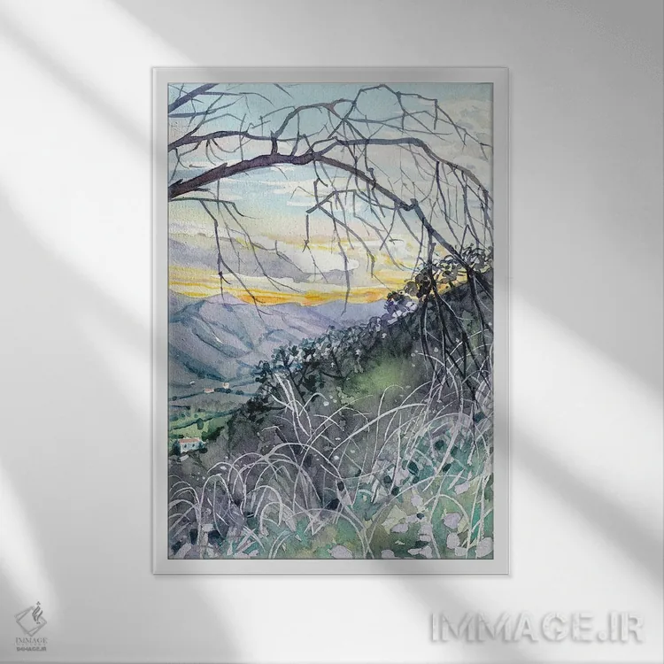تابلو دکوراتیو زمستان در دره اثر لویزا میلیسنت - نمای قابدار سفید