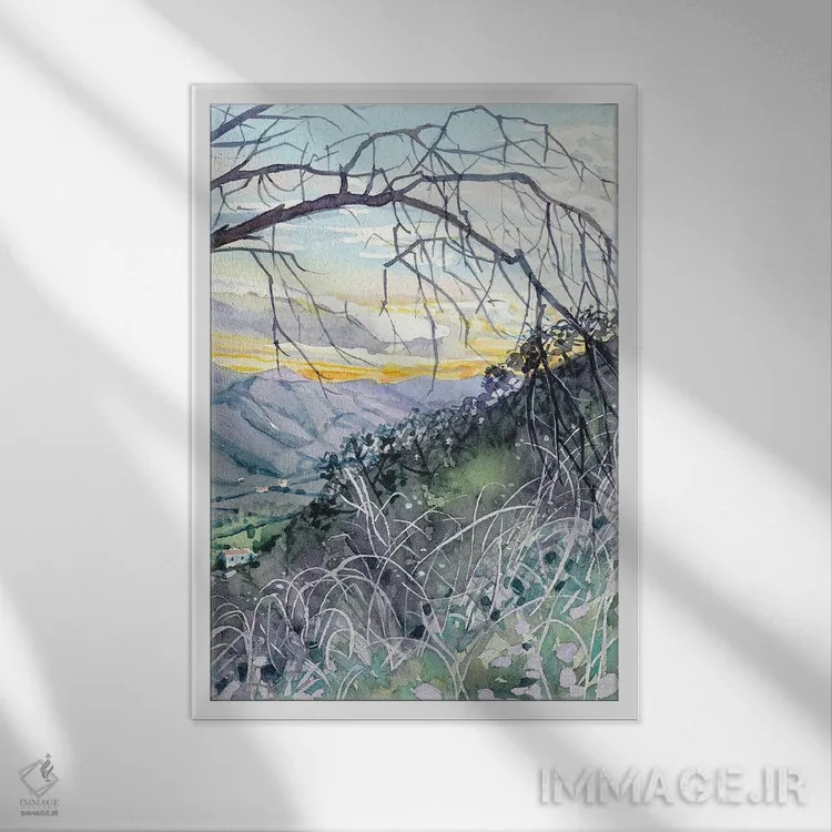 تابلو دکوراتیو زمستان در دره اثر لویزا میلیسنت - نمای قابدار سفید