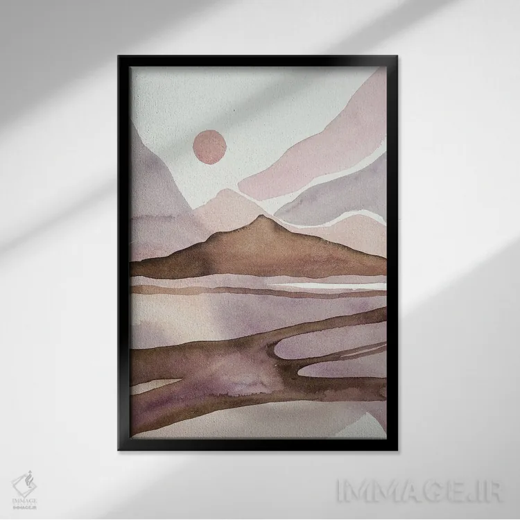 تابلو مینیمال روز داغ کویری اثر لویزا میلیسنت - نمای قابدار مشکی