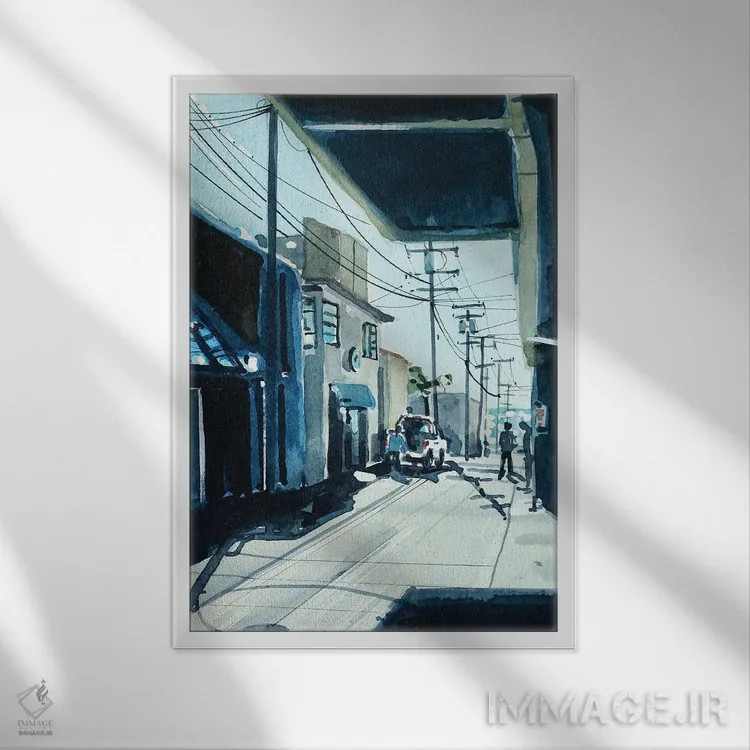 تابلو دکوراتیو کوچه شماره ۳، ۹۰۲۶۶ اثر لویزا میلیسنت - نمای قابدار سفید