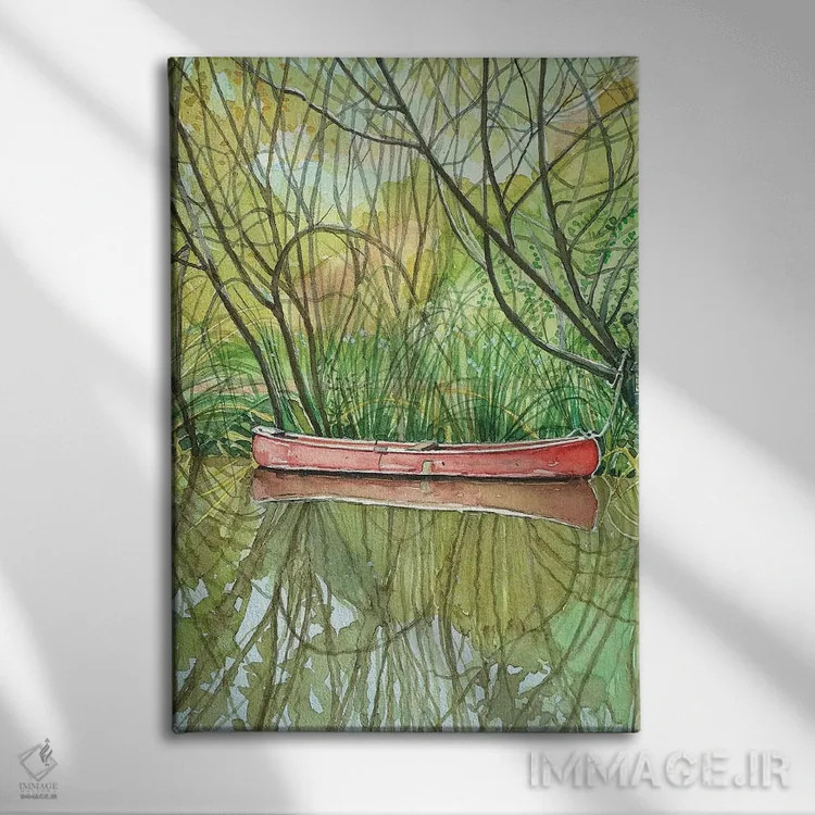 تابلو دکوراتیو قایق سرخ اثر لویزا میلیسنت - نمای روبهرو روی دیوار