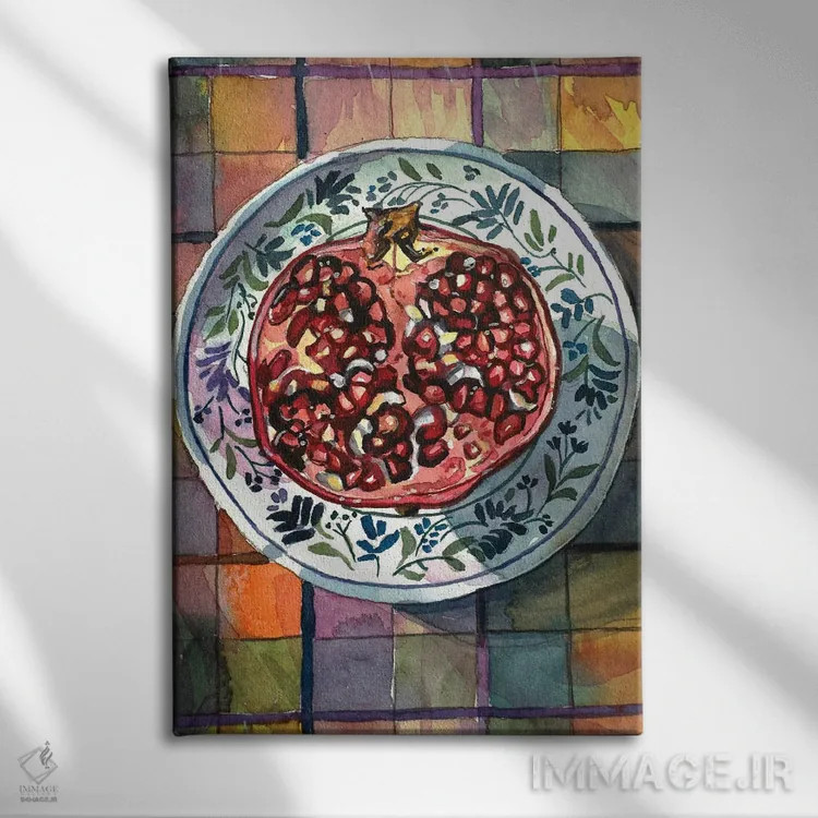 تابلو دکوراتیو لذت انار اثر لویزا میلیسنت - نمای روبهرو روی دیوار