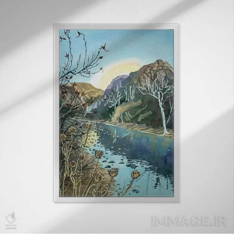 تابلو دکوراتیو عصر زمستانی در دره مالیبو اثر لویزا میلیسنت - نمای قابدار سفید