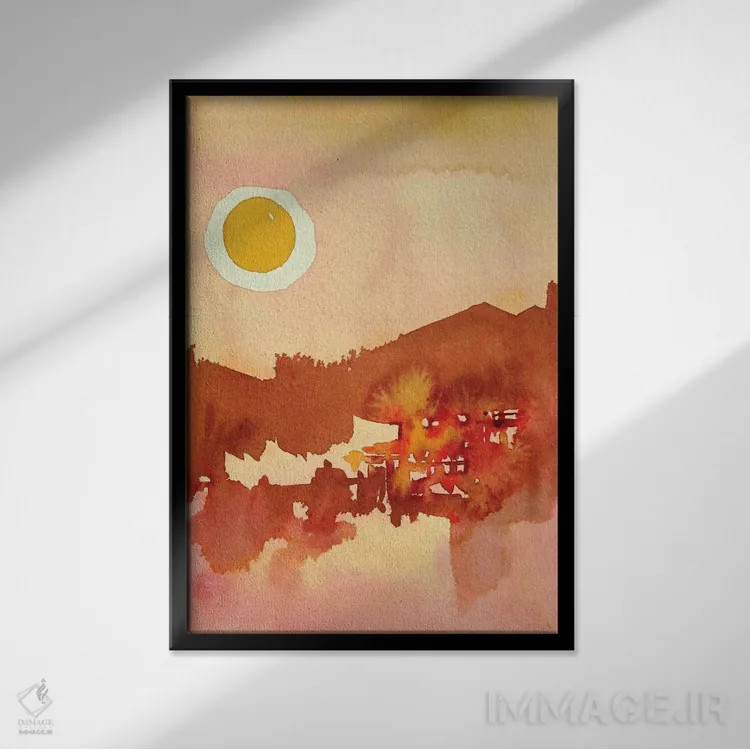 تابلو دکوراتیو دریاچه دوزخی اثر لویزا میلیسنت - نمای قابدار مشکی