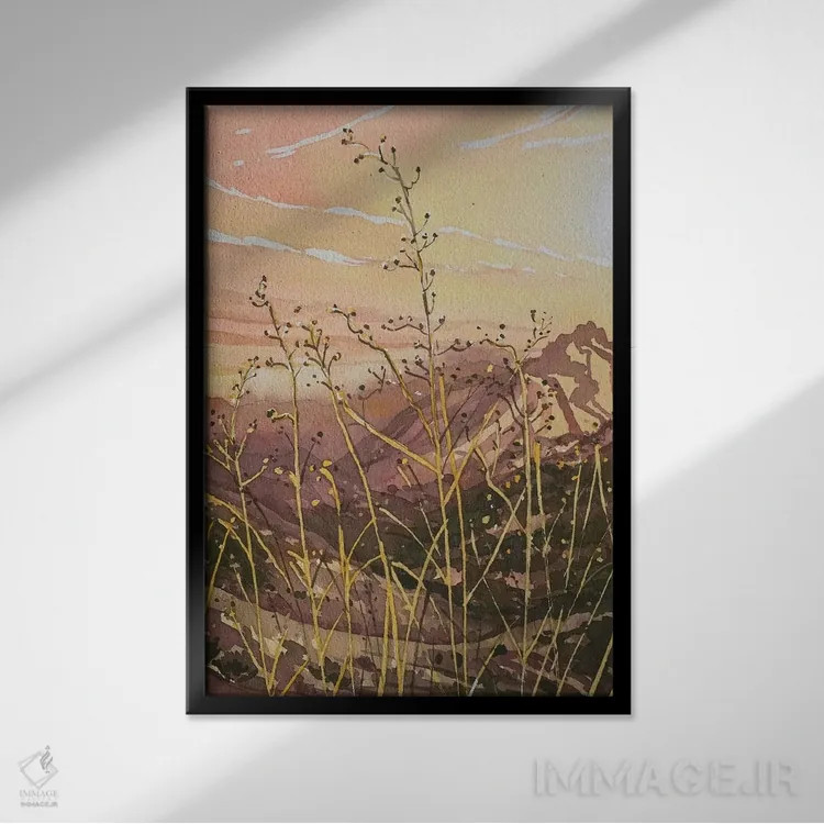 تابلو دکوراتیو نور طلایی دره اثر لویزا میلیسنت - نمای قابدار مشکی