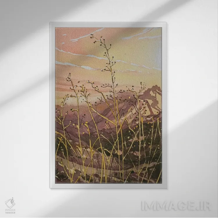 تابلو دکوراتیو نور طلایی دره اثر لویزا میلیسنت - نمای قابدار سفید