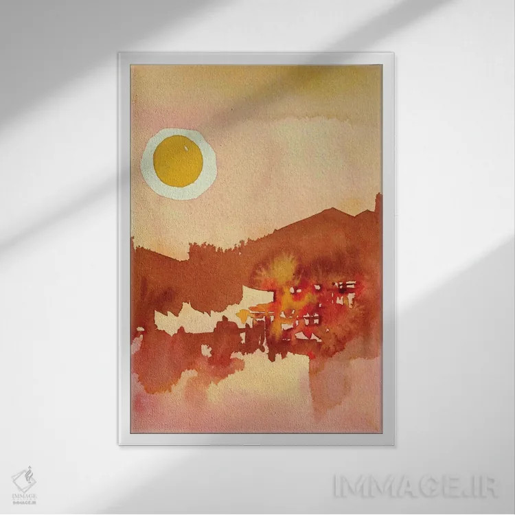 تابلو دکوراتیو دریاچه دوزخی اثر لویزا میلیسنت - نمای قابدار سفید