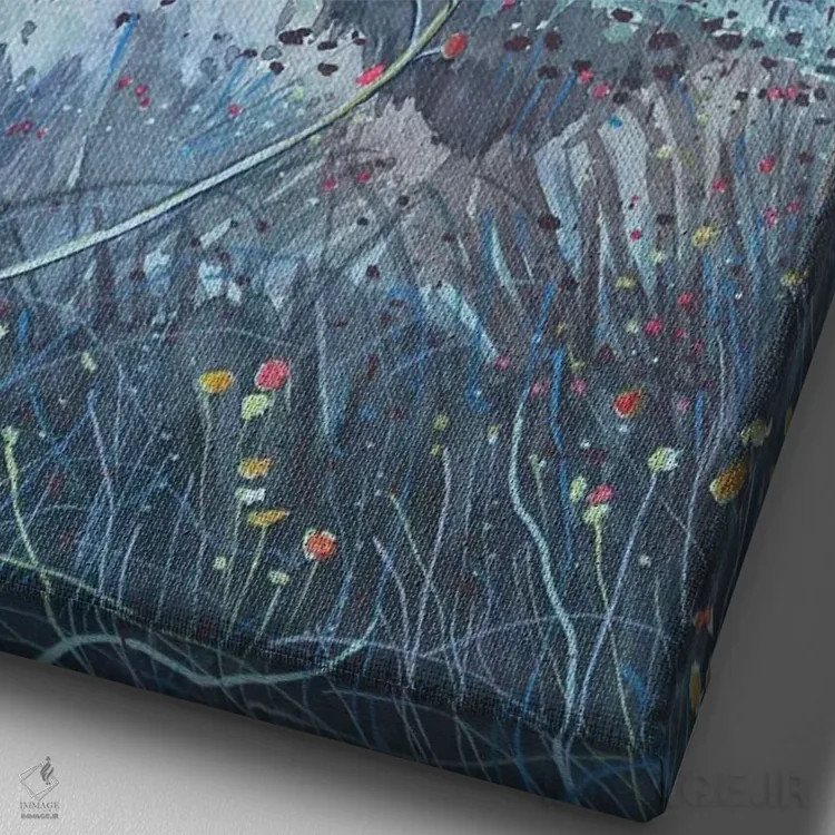 تابلو دکوراتیو علف های نجواگر کنار نهر مالیبو اثر لویزا میلیسنت - نمای نزدیک بافت بوم