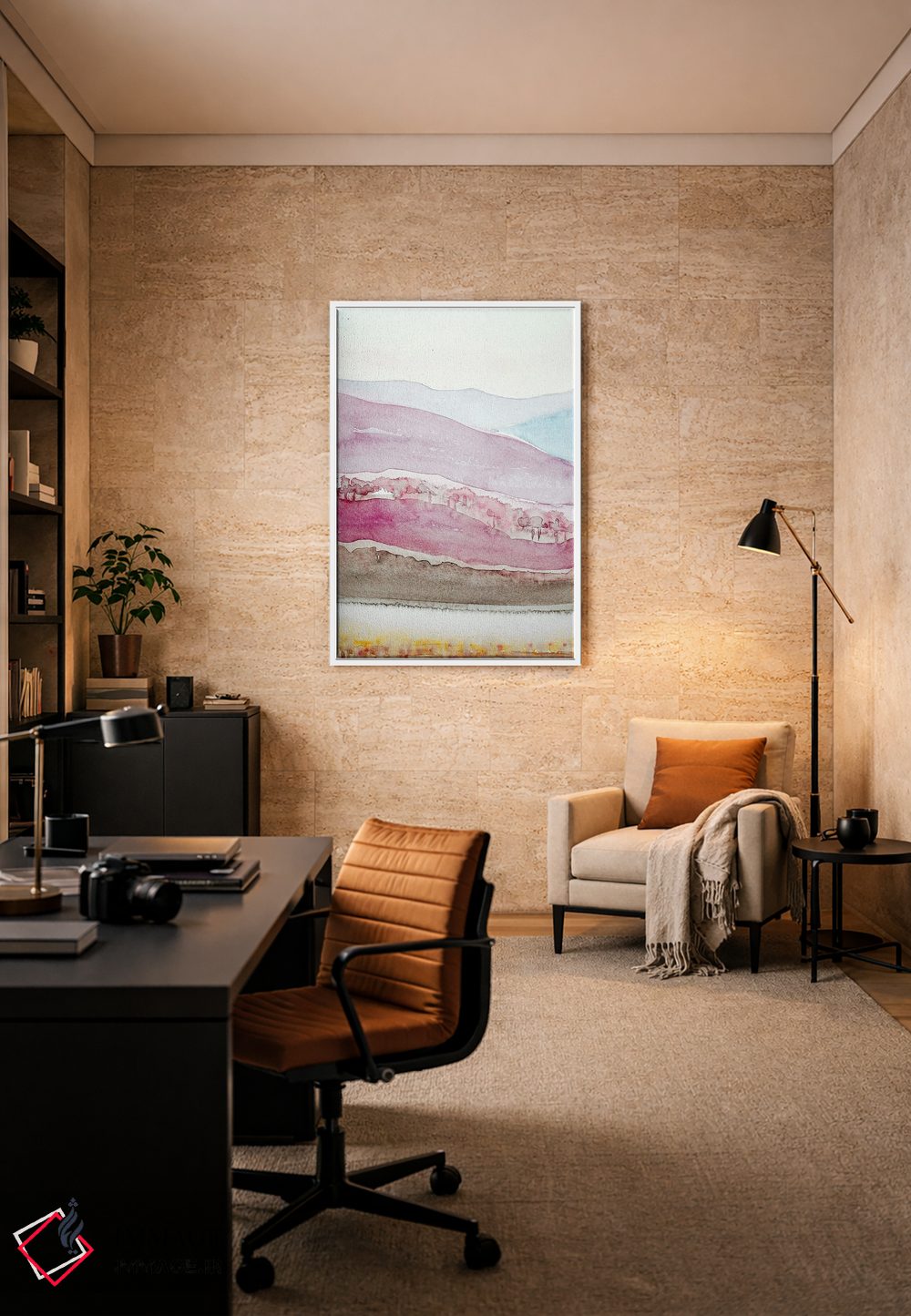 تابلو مینیمال تپه های بنفش انتزاعی اثر لویزا میلیسنت - D6W