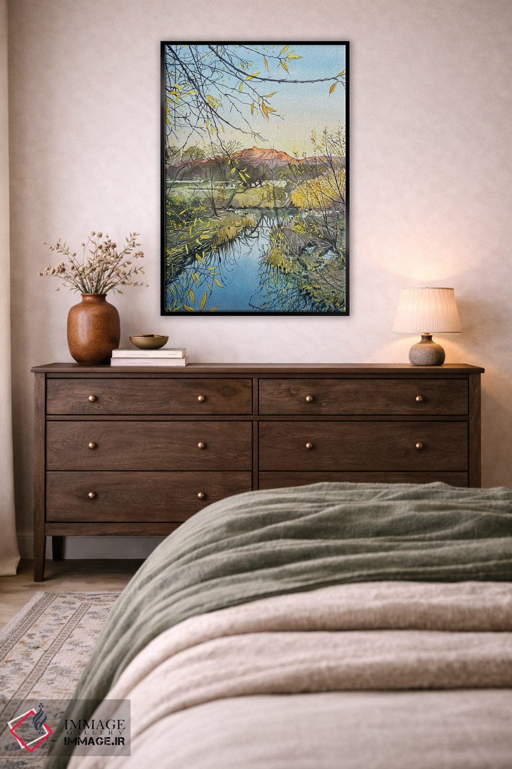 تابلو دکوراتیو صورت بانو و نهر مدئا در عصر زمستان اثر لویزا میلیسنت - D4B