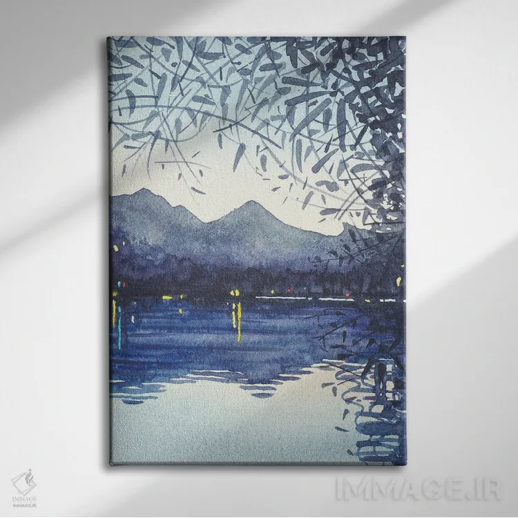 تابلو دکوراتیو غروب زمستانی بر دریاچه اثر لویزا میلیسنت - نمای روبهرو روی دیوار