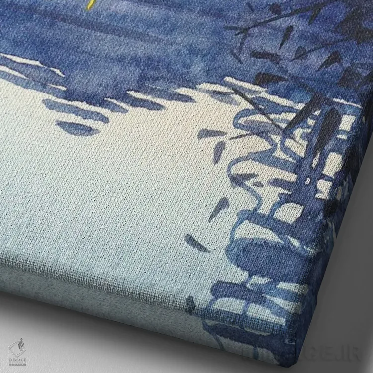 تابلو دکوراتیو غروب زمستانی بر دریاچه اثر لویزا میلیسنت - نمای نزدیک بافت بوم