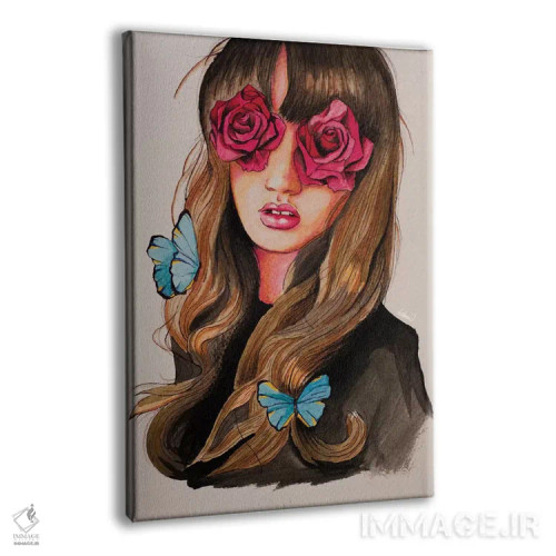 تابلو دکوراتیو نقاشی دختر با چشمان گلی اثر لاستاناو - نمای پرسپکتیو محصول